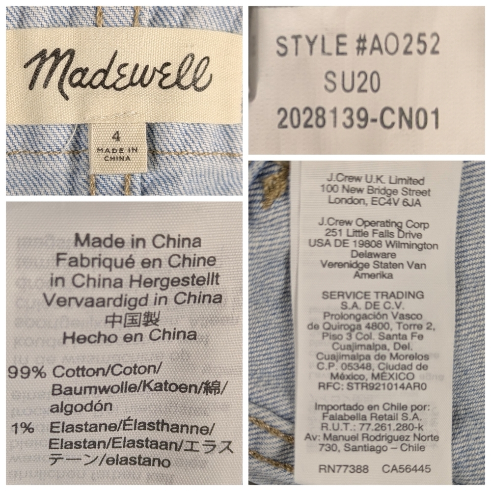 Madewell Denim Jumpsuit Light Wash Wide Leg Button Front Utility Romper J1870 - Picture 12 of 12